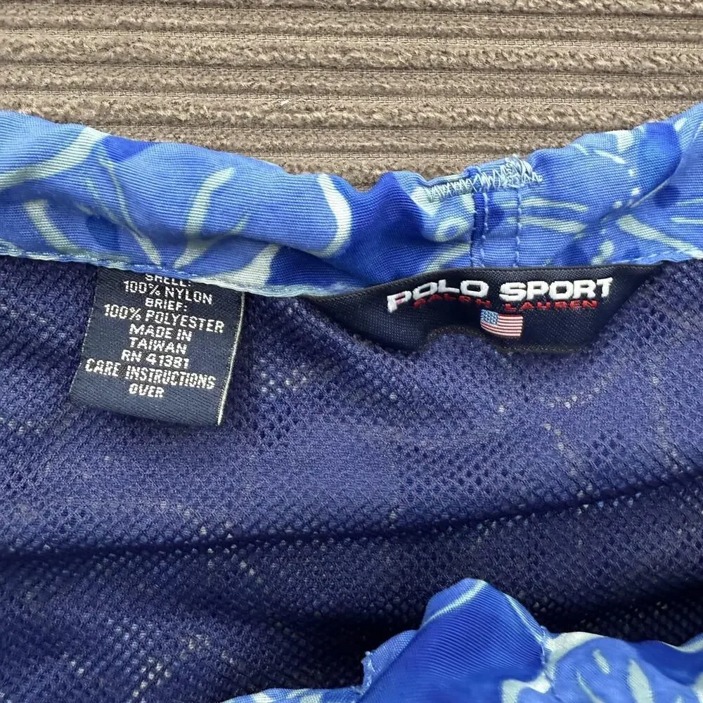 Vintage Polo Sport Ralph Lauren Swim Trunks Mens Small Floral Nylon Board Shorts